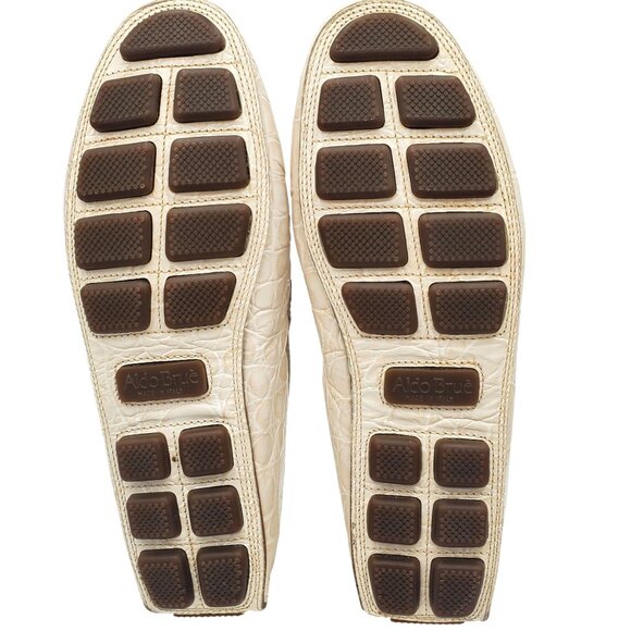 Aldo Brue Men size 11 Beige Crocodile Embossed Leather Driving Loafer shoe Italy - Picture 5 of 11